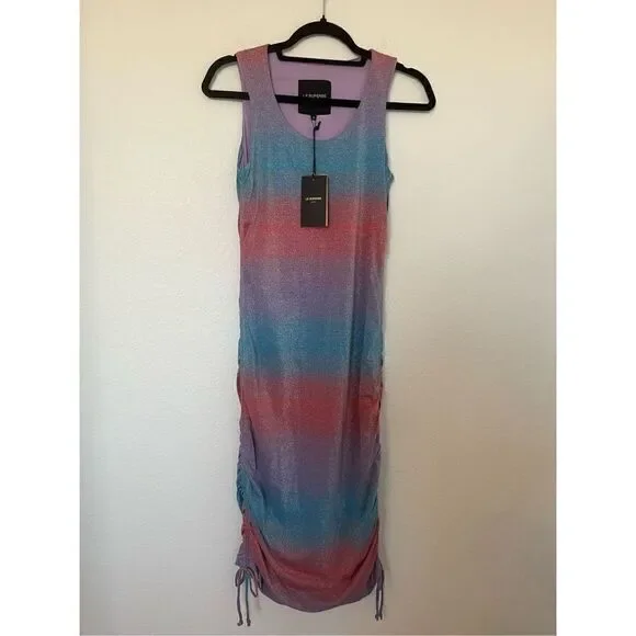 NWT Le Superbe Baccara Tank Dress Metallic Surf Stripe